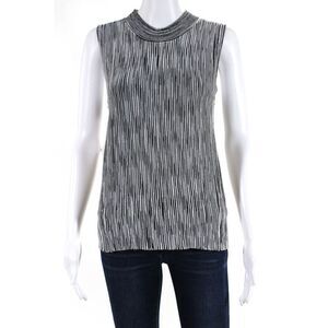 Interstyle Womens Knit Stripe Sleeveless Tank Top Blouse Black White Size Small